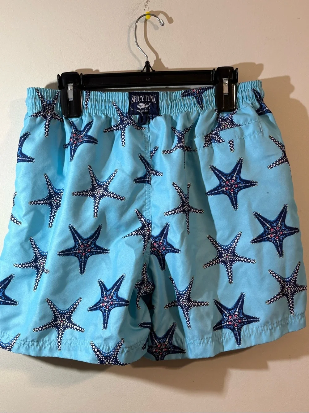 Spicy Tuna Mens Swim Trunks large blue starfish Tropical Beach Summer Casual